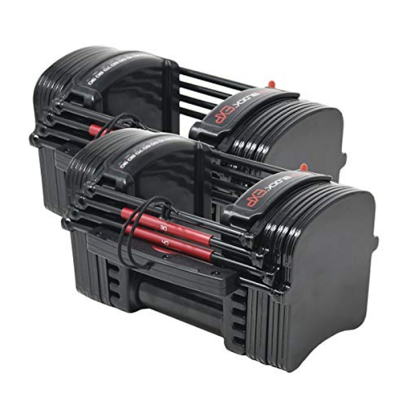 PowerBlock EXP 조절식 덤벨, 쌍으로 판매, 1단계, 5-50파운드. 덤벨, 내구성 있는 강철 구조, 혁신적인 운동 장비, 올인원 덤벨, 확장 키트로 확장 가능