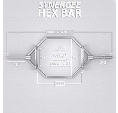 Synergee 7kg, 20kg 및 25kg 크롬 또는 블랙 올림픽 육각 바벨 트랩 바(스쿼트, 데드리프트, 슈러그용 회전식, 플랫 또는 올려진 핸들 포함).