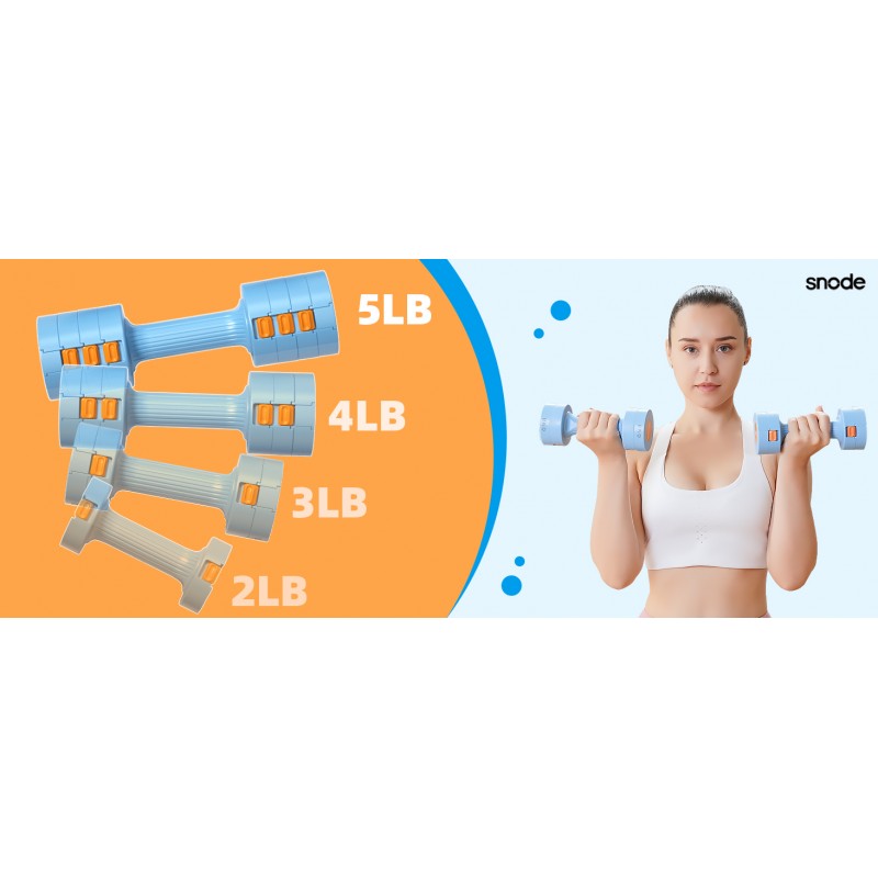 SNODE 여성용 조절식 무게추 2개 세트, 프리 웨이트 2-3-4-5 LB, 미끄럼 방지 그립, 홈 체육관 운동용 핸드 웨이트 세트(쌍)