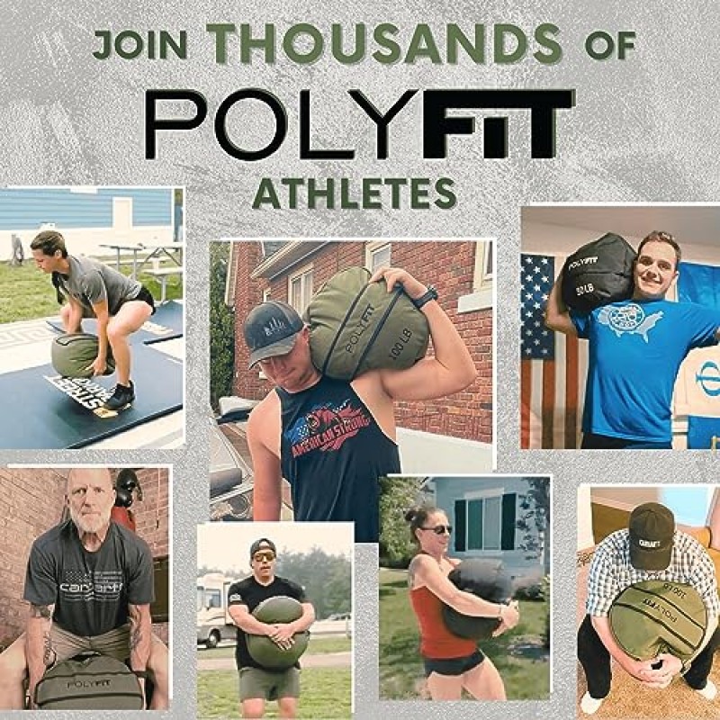 Polyfit Strongman 샌드백 - 웨이트 및 근력 트레이닝을 위한 고강도 운동 샌드백 - 모래는 포함되지 않음 - 50, 75, 100, 150, 200파운드