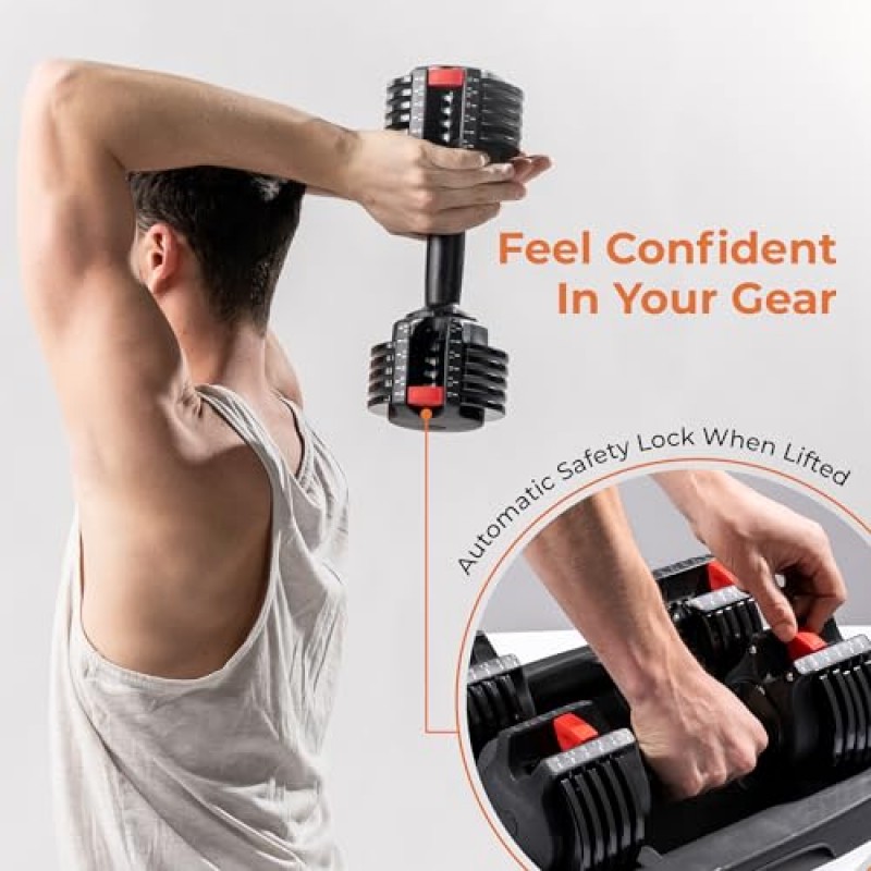 Lifepro 15lb 조절 가능한 프리 웨이트 덤벨 세트(근력 훈련용 랙 포함), 근육 강화용 2개 세트 - 홈 체육관용 핸드 웨이트