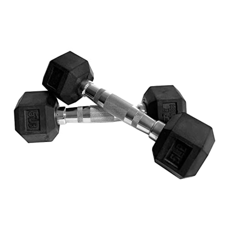 Fitness First 고무 육각형 덤벨 페어 100lbs, 블랙(F1DB2 100LBS)