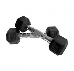 Fitness First 고무 육각형 덤벨 페어 100lbs, 블랙(F1DB2 100LBS)