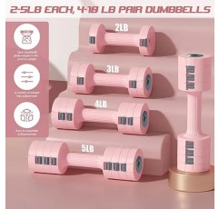 SunnySpirit 조정 가능한 무게 핑크 덤벨 세트, 여성용 프리 웨이트 세트, 한 쌍의 4lb 6lb 8lb 10lb 조정 가능한 덤벨 덤벨 남성용 2개 세트 청소년 홈 체육관 장비 근력 훈련