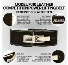 Schiek Sports 7010 레버 경쟁 파워 역도 벨트 - 스틸 레버 금속 버클이 있는 스웨이드 가죽 리프팅 벨트