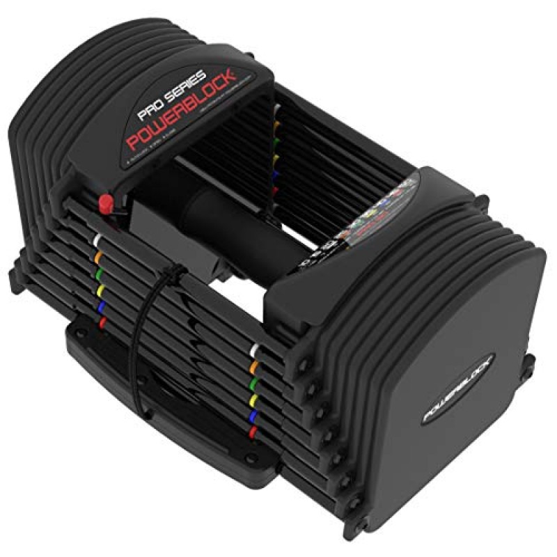 PowerBlock Pro 50 조절식 덤벨, 쌍으로 판매, 5-50파운드 덤벨, 내구성 있는 강철 구조, 혁신적인 운동 장비, 올인원 덤벨