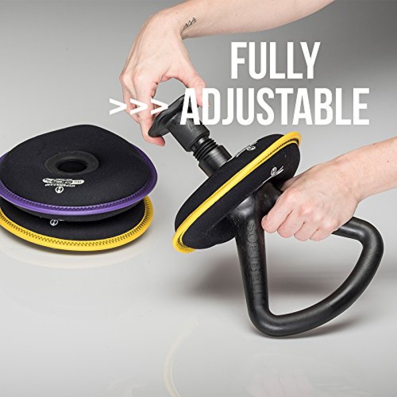 Hyperwear SoftBell Kettlebells 조절 가능한 무게 - 보호용 고무 베이스 비닐 코팅 트림 소프트 웨이트 플레이트 - 홈 체육관용 홈 트레이닝 웨이트 세트 - SoftBell 바벨 및 덤벨에 맞는 플레이트