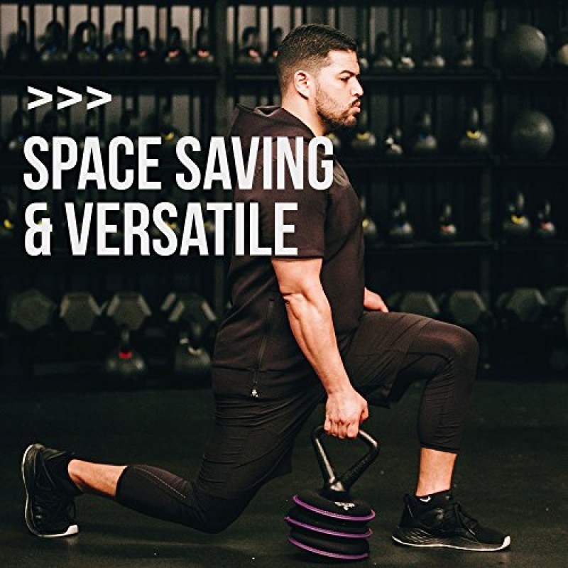 Hyperwear SoftBell Kettlebells 조절 가능한 무게 - 보호용 고무 베이스 비닐 코팅 트림 소프트 웨이트 플레이트 - 홈 체육관용 홈 트레이닝 웨이트 세트 - SoftBell 바벨 및 덤벨에 맞는 플레이트