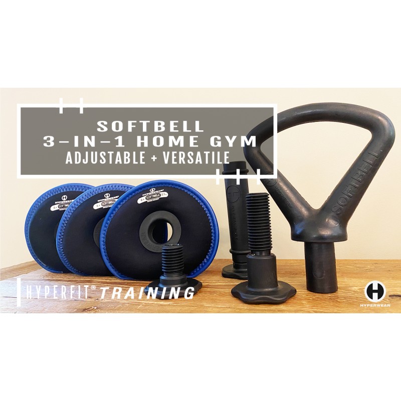Hyperwear SoftBell Kettlebells 조절 가능한 무게 - 보호용 고무 베이스 비닐 코팅 트림 소프트 웨이트 플레이트 - 홈 체육관용 홈 트레이닝 웨이트 세트 - SoftBell 바벨 및 덤벨에 맞는 플레이트