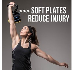 Hyperwear SoftBell Kettlebells 조절 가능한 무게 - 보호용 고무 베이스 비닐 코팅 트림 소프트 웨이트 플레이트 - 홈 체육관용 홈 트레이닝 웨이트 세트 - SoftBell 바벨 및 덤벨에 맞는 플레이트