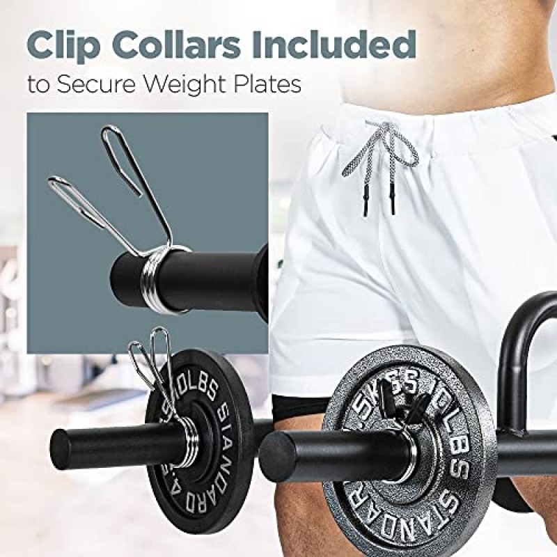 LoGest Farmer Walk Handles - 2개의 Farmers Carry Handles with Clip Collars 세트 - 둔부 종아리 쿼드 등을 목표로 하는 휴대용 운동 장비 그립 강도 향상 보디빌딩 운동에 이상적
