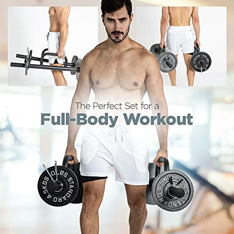 LoGest Farmer Walk Handles - 2개의 Farmers Carry Handles with Clip Collars 세트 - 둔부 종아리 쿼드 등을 목표로 하는 휴대용 운동 장비 그립 강도 향상 보디빌딩 운동에 이상적