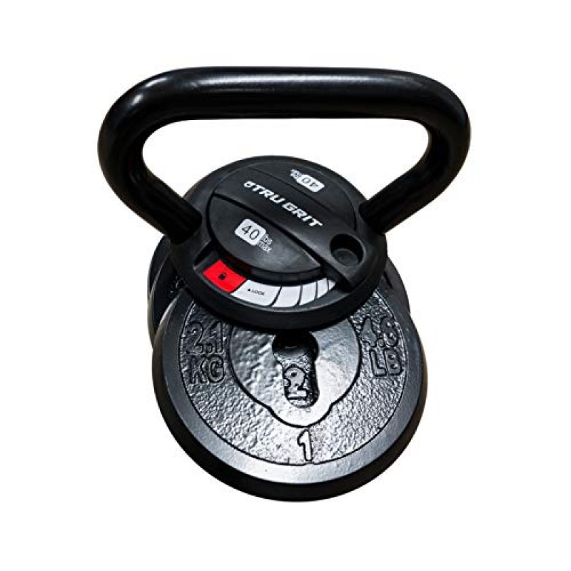 Tru Grit Fitness - 조절 가능한 케틀벨 웨이트 세트 - 20LB - 홈 체육관 또는 사무실 근력 훈련 장비