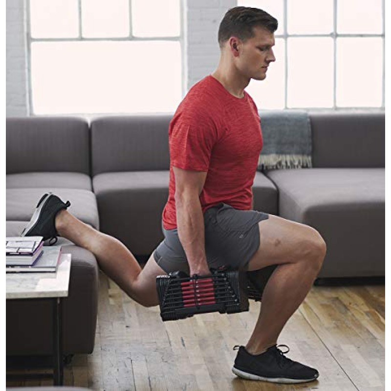 PowerBlock 50 조절식 덤벨, 쌍으로 판매, 10-50파운드 덤벨, 내구성 있는 강철 구조, 혁신적인 운동 장비, 올인원 덤벨