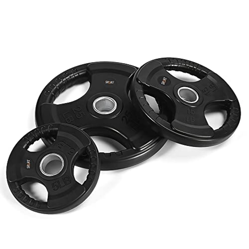 SPART 웨이트 플레이트 바벨용 2인치 고무 코팅 올림픽 그립 플레이트, 근력 훈련, 역도, 크로스핏, 홈 체육관(5LB/10LB/25LB/35LB/45LB)을 위한 쌍 또는 싱글의 견고한 주철 웨이트 플레이트