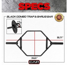 CAP 바벨 올림픽 헥스/트랩/어깨를 으쓱/콤보 그립이 있는 데드리프트 바, 블랙 - 새 버전(OBIS-89HB)