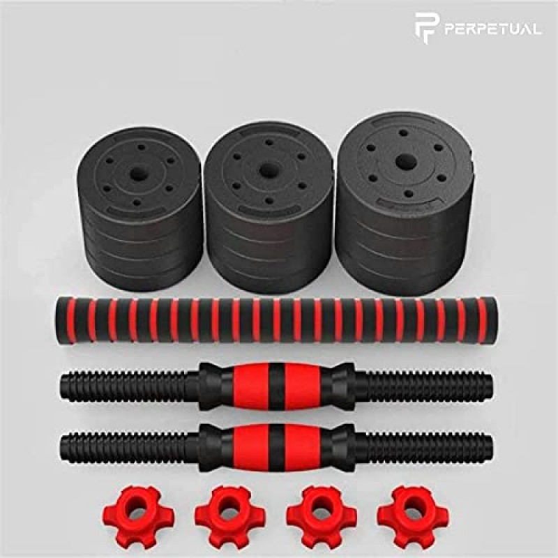 커넥팅 로드가 있는 PERPETUAL 덤벨 바벨 세트 - 조절 가능한 덤벨, 남성 및 여성용 트레이닝 세트. 신체 운동 홈 체육관