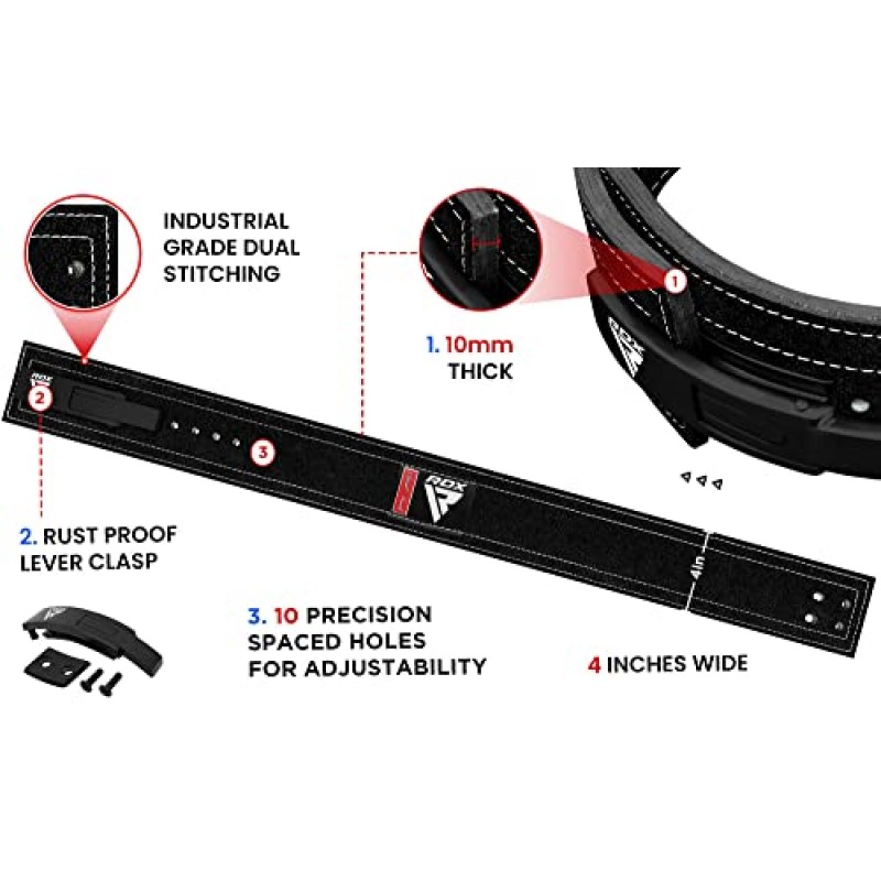 RDX 역도 벨트 파워리프팅, IPL 및 USPA 승인, 10mm 두께 4