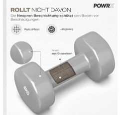 POWRX 비닐 덤벨 세트 0.5kg - 10kg | 1lbs-22lbs - 여성용 이상적인 핸드 웨이트 세트, 길이 8.6