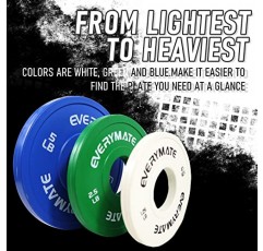 EVERYMATE 변경 웨이트 플레이트 1.25LB 2.5LB 5LB 10LB 세트 분수 플레이트 크로스 트레이닝용 올림픽 범퍼 플레이트 범퍼 웨이트 플레이트 스틸 인서트 강도 훈련 웨이트 플레이트