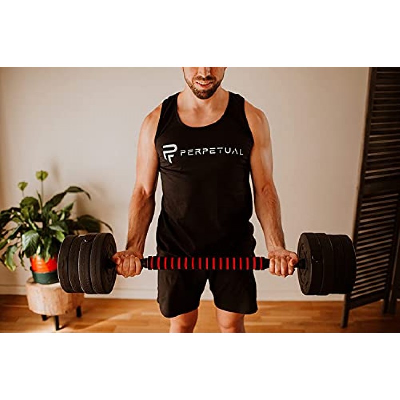 커넥팅 로드가 있는 PERPETUAL 덤벨 바벨 세트 10kg/22Lb - 조절 가능한 덤벨, 남성 및 여성용 트레이닝 세트. 신체 운동 홈짐 (10kg/22Lb)
