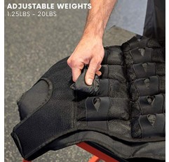 Body-Solid Tools BSTWVP20 가중 조끼, 트레이닝, 크로스핏, 심장 강화 운동용 웨이트 조끼, 1-1/4파운드에서 20파운드까지 조절 가능