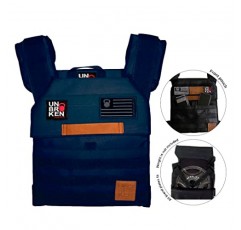 UNBROKENSHOP 조정 가능한 가중 조끼, WOD CrossFit, 근력 및 지구력 훈련 및 달리기를 위한 웨이트 플레이트 캐리어. 남성용 또는 여성용, 패치 2개 포함, 네이비 블루