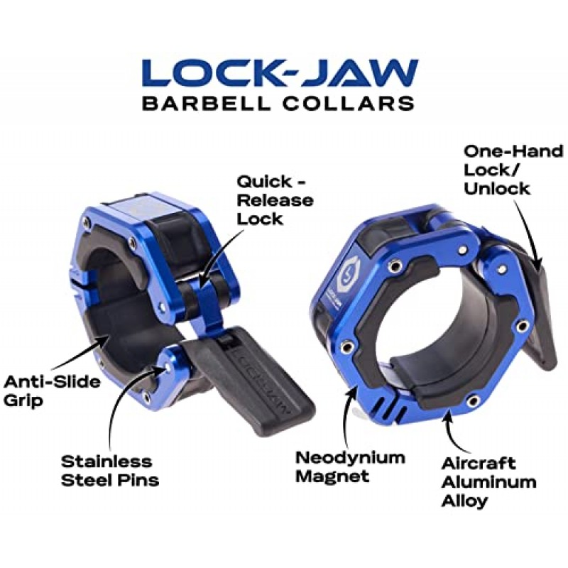 Lock-Jaw Flex 퀵 릴리스 알루미늄 바벨 칼라(자석 포함)(회색)