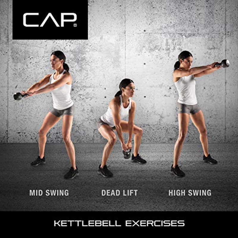 CAP 바벨 블랙 캐스트 아이언 케틀벨 싱글 또는 세트 | 10-80파운드