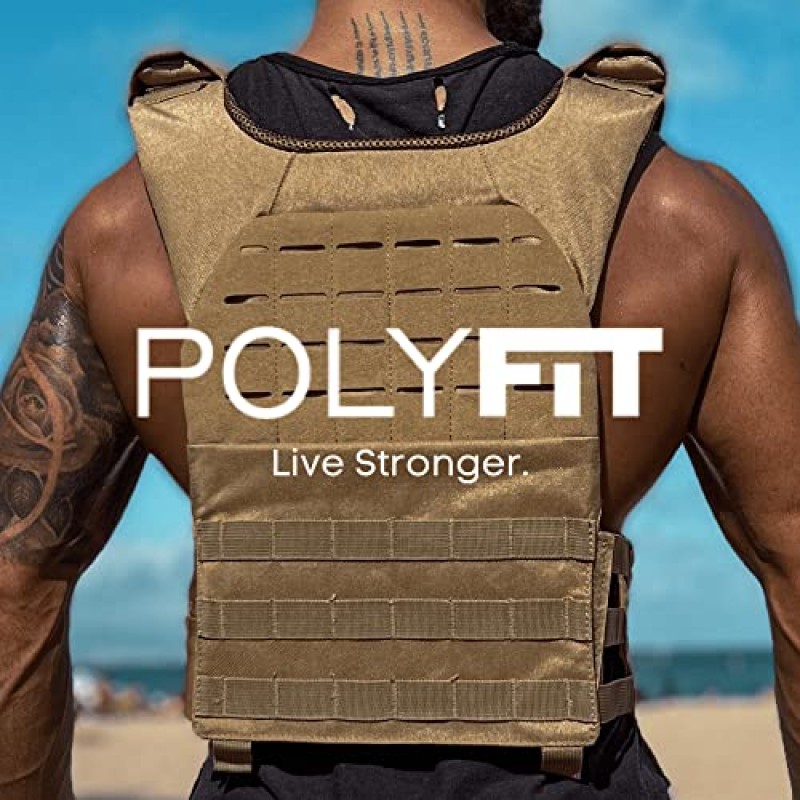 POLYFIT Fortify 운동용 웨이트 조끼 - 남성 및 여성용 근력 트레이닝 가중 조끼 - 10lb, 20lb 또는 30lb 조절 가능 - 조끼 플레이트 별도 판매
