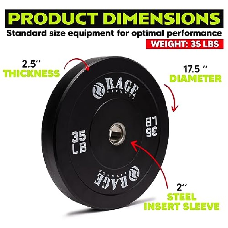 Rage Fitness 35lb 올림픽 범퍼 플레이트, 2