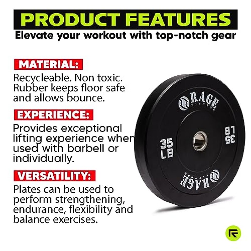 Rage Fitness 35lb 올림픽 범퍼 플레이트, 2