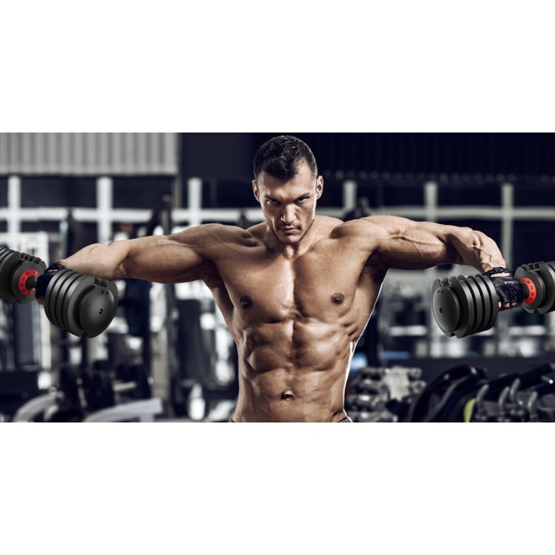 VEICK 조정 가능한 덤벨, 남성 및 여성용 25lb 덤벨, 핸들을 돌려 무게를 빠르게 조절, 홈 체육관 전신 운동 피트니스에 적합한 트레이가 있는 검은색 덤벨