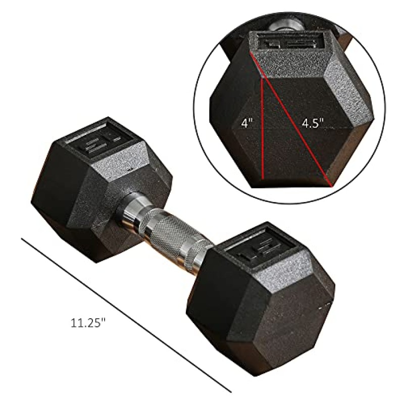 Soozier Hex Dumbbells 2개 세트, 고무 무게 운동 피트니스 덤벨, 미끄럼 방지 핸들, 안티롤, 여성용 또는 남성용 홈 체육관 운동, 2 x 15lbs