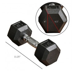 Soozier Hex Dumbbells 2개 세트, 고무 무게 운동 피트니스 덤벨, 미끄럼 방지 핸들, 안티롤, 여성용 또는 남성용 홈 체육관 운동, 2 x 15lbs