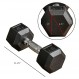 Soozier Hex Dumbbells 2개 세트, 고무 무게 운동 피트니스 덤벨, 미끄럼 방지 핸들, 안티롤, 여성용 또는 남성용 홈 체육관 운동, 2 x 15lbs
