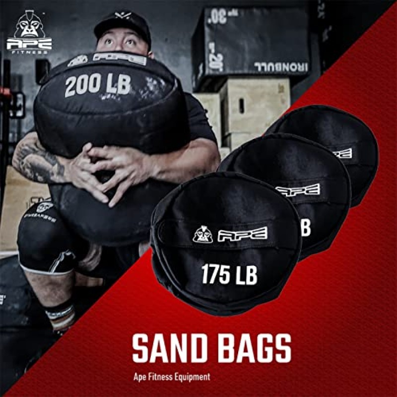 크로스 트레이닝, 역도, 스톤 리프트용 APE FITNESS 운동 샌드백 75lbs, 100lbs, 125lbs, 150lbs 및 175lbs 200lbs, 250lbs 및 300lbs 용량.