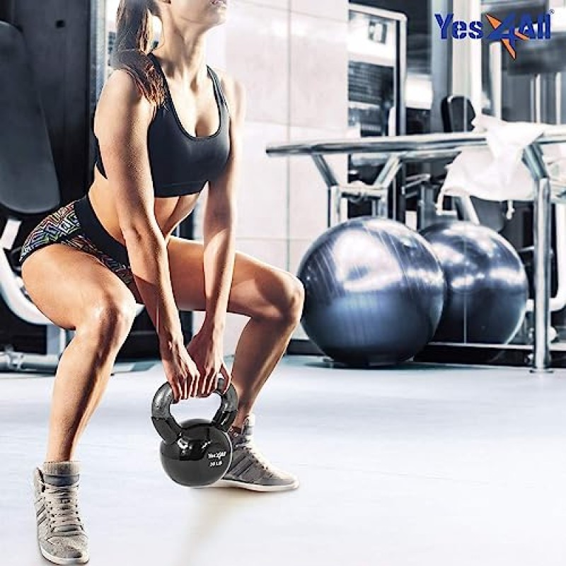 Yes4All 콤보 Kettlebells 비닐 코팅 웨이트 세트 전신 운동 장비 푸시업, 그립 강도 및 근력 훈련, 덤벨 웨이트 운동에 적합