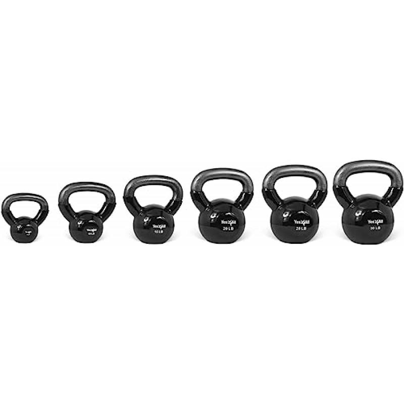 Yes4All 콤보 Kettlebells 비닐 코팅 웨이트 세트 전신 운동 장비 푸시업, 그립 강도 및 근력 훈련, 덤벨 웨이트 운동에 적합