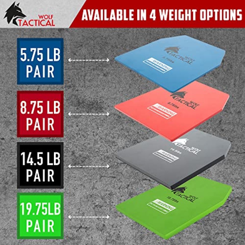 WOLF TACTICAL 웨이트 조끼 플레이트 - 5.75/8.75/14.5/19.75LB 쌍 - WOD, 근력 훈련, 달리기, 무거운 운동