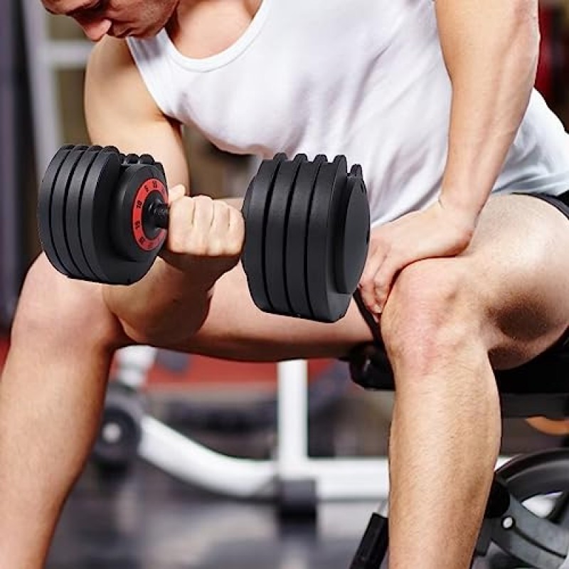 조정 가능한 덤벨 세트 25/55LB 덤벨 무게, 5 in 1 프리 웨이트 미끄럼 방지 손잡이가 있는 덤벨, 홈 체육관 전신 운동 피트니스(싱글)에 적합
