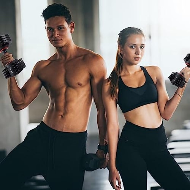 조정 가능한 덤벨 세트 25/55LB 덤벨 무게, 5 in 1 프리 웨이트 미끄럼 방지 손잡이가 있는 덤벨, 홈 체육관 전신 운동 피트니스(싱글)에 적합