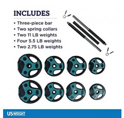 US Weight 54 LB 홈 체육관용 완벽한 바벨 웨이트 세트, 55인치 패딩 바, 운동, 리프팅 및 근육 형성을 위한 조절 가능한 웨이트