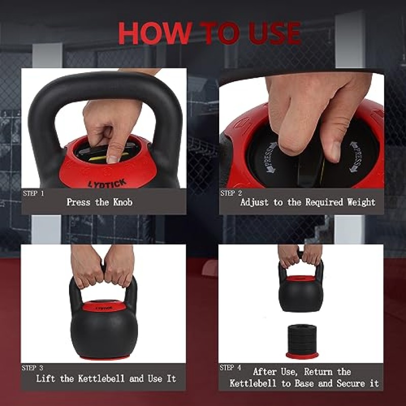 LYDTICK 5 In 1 조정 가능한 Kettlebell 40LB Kettlebells 근력 훈련용 무게 세트 홈 체육관 운동 장비