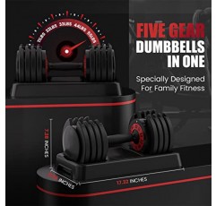 조정 가능한 덤벨 55LB 단일 덤벨 웨이트, 5 in 1 프리 웨이트 미끄럼 방지 나일론 손잡이가 있는 덤벨, 전신 홈 체육관 운동에 이상적