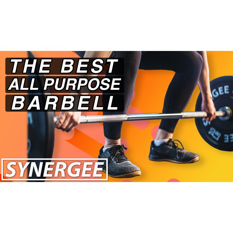 Synergee 지역 올림픽 남자 20kg 및 여자 15kg 하드 크롬 및 흑색 인산염 바벨. 역도 및 파워리프팅용 정격 1500lbs.