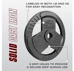 Yes4All Tri-Grip은 바벨 운동, 근력, 유연성 훈련에 적합한 올림픽 웨이트 플레이트/주철 웨이트 플레이트를 처리합니다.