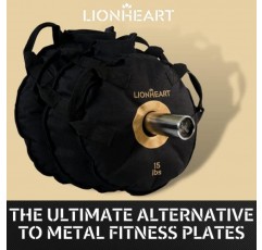 Lionheart 샌드 웨이트 러크 플레이트 2개 세트, 온/오프 바벨 역도 장비, 샌드백 운동 가방 여행용 범퍼 플레이트, 홈 체육관 훈련 및 운동, 10-45 lb 플레이트 채워지지 않은 상태로 판매