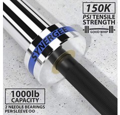 Synergee Open 15kg 및 20kg 흑인산염 및 크롬 올림픽 바벨. 역도, 파워리프팅 및 CrossFit에 대한 정격 1000lbs