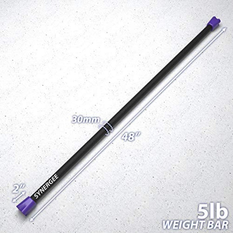 Synergee Workout Bar 웨이트 바 콤보 세트 - 다중 웨이트 패딩 웨이트 바 - 바디 토닝 운동 바, 근력 및 상태